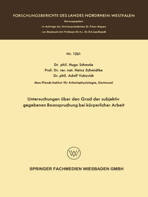 cover image of Untersuchungen über den Grad der subjektiv gegebenen Beanspruchung bei körperlicher Arbeit